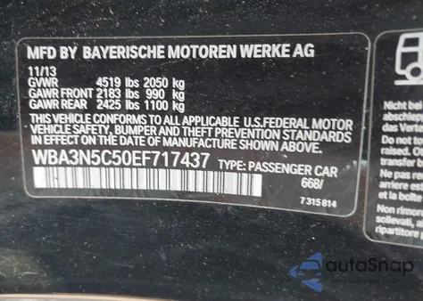 2014 BMW 428I xDrive from USA, damaged, VIN WBA3N5C50EF717437